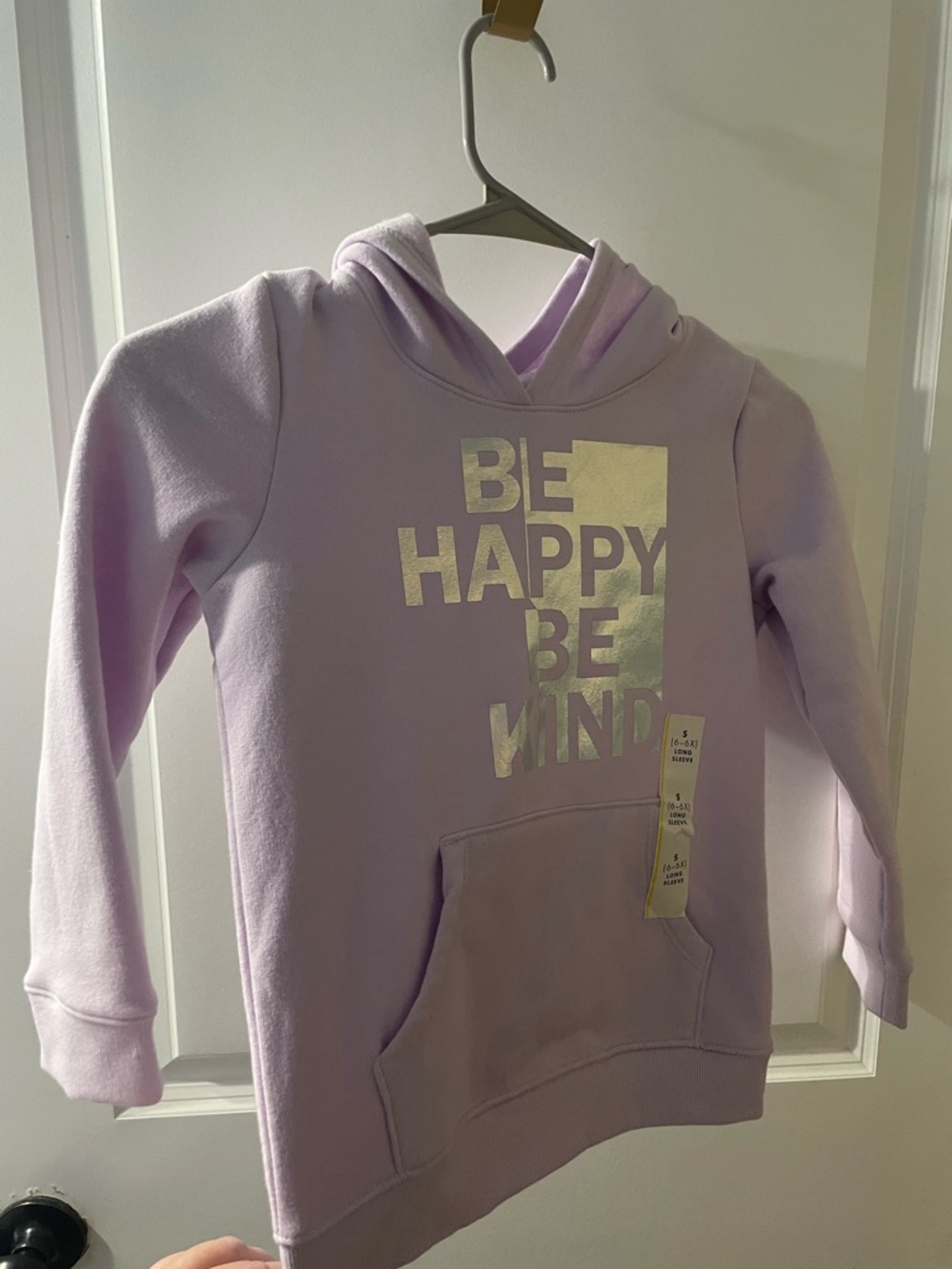 Cat & Jack Lavender Hooded Sweatshirt with Metallic 'Be Happy Be Kind'